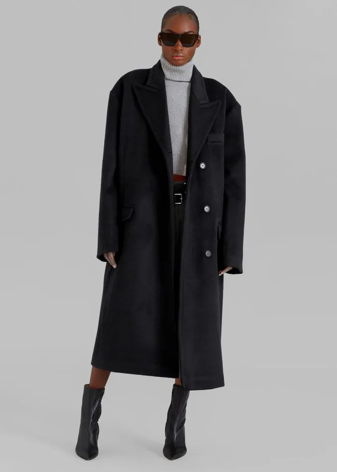 The Frankie Shop Anya Oversized Coat 8211 Black Shop Outerwear