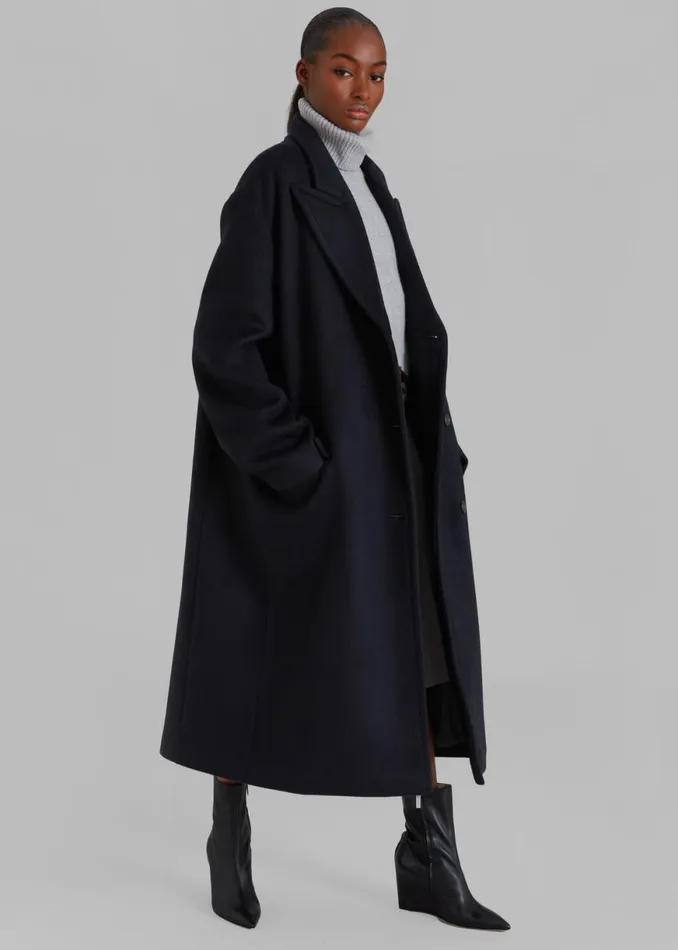 The Frankie Shop Anya Oversized Coat 8211 Black Shop Outerwear