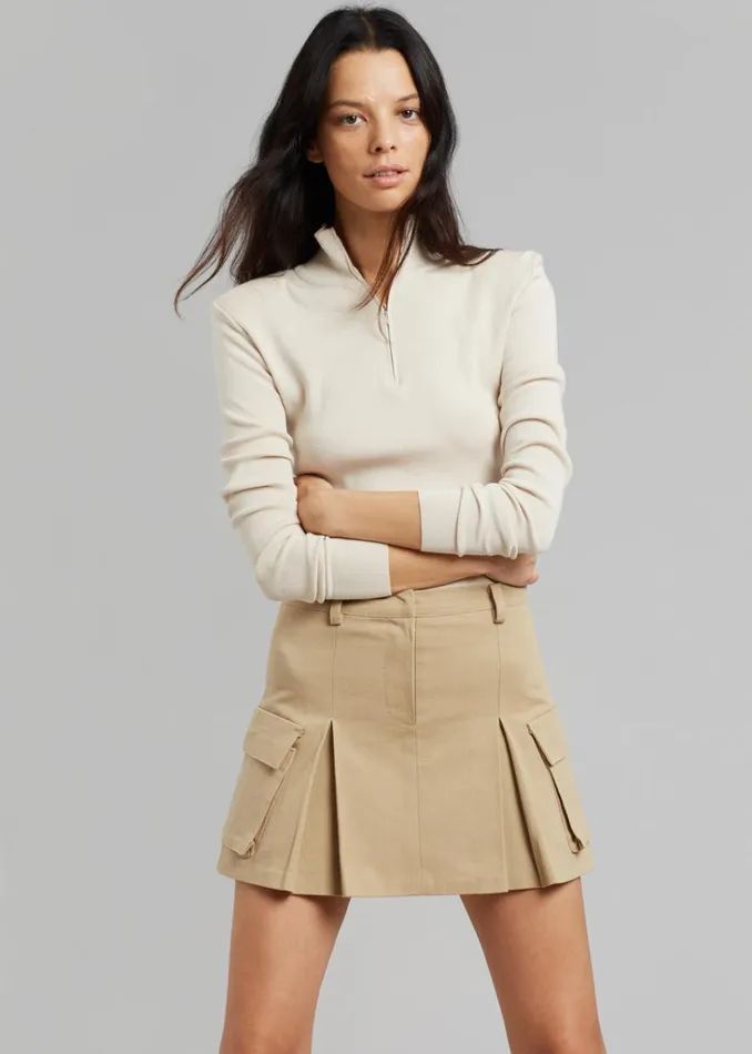The Frankie Shop Audrey Cargo Pleated Miniskirt 8211 Tan Shop Bottoms