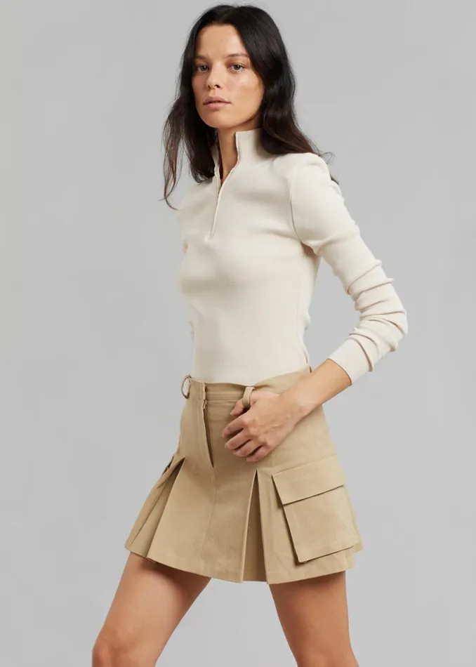 The Frankie Shop Audrey Cargo Pleated Miniskirt 8211 Tan Shop Bottoms