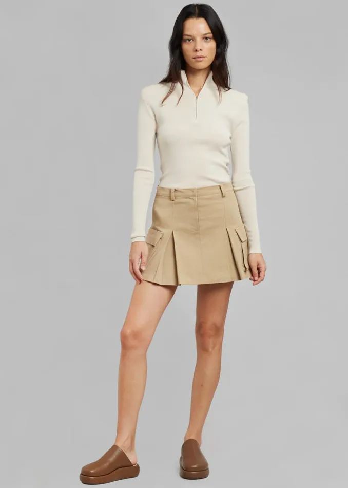 The Frankie Shop Audrey Cargo Pleated Miniskirt 8211 Tan Shop Bottoms