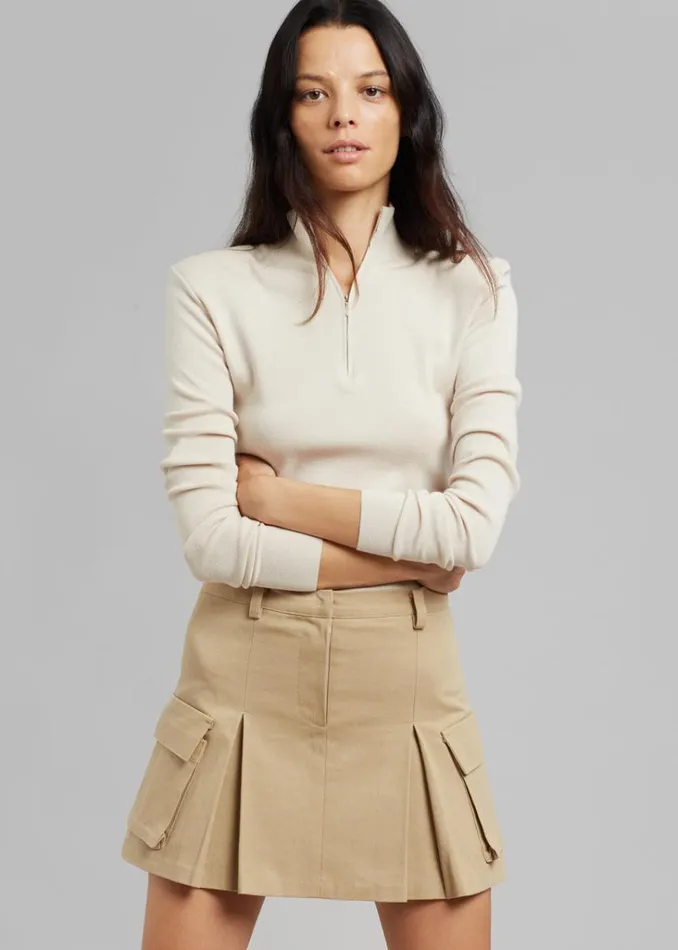 The Frankie Shop Audrey Cargo Pleated Miniskirt 8211 Tan Shop Bottoms