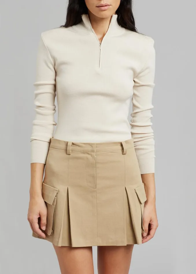 The Frankie Shop Audrey Cargo Pleated Miniskirt 8211 Tan Shop Bottoms