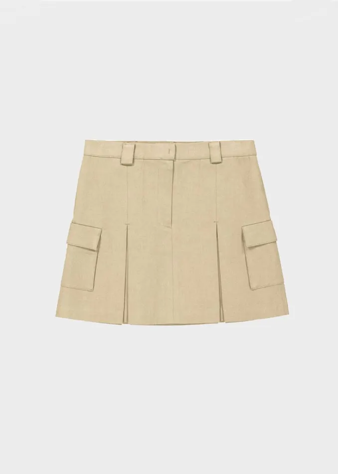 The Frankie Shop Audrey Cargo Pleated Miniskirt 8211 Tan Shop Bottoms