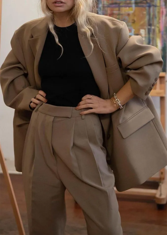 The Frankie Shop Bea Suit Pants 8211 Latte Shop Bottoms
