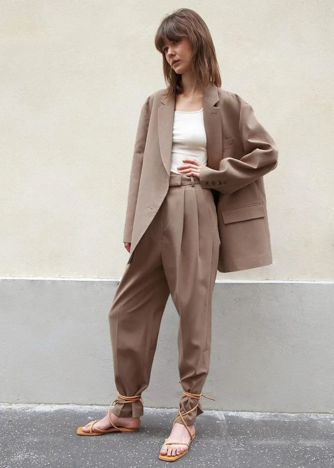 The Frankie Shop Bea Suit Pants 8211 Latte Shop Bottoms