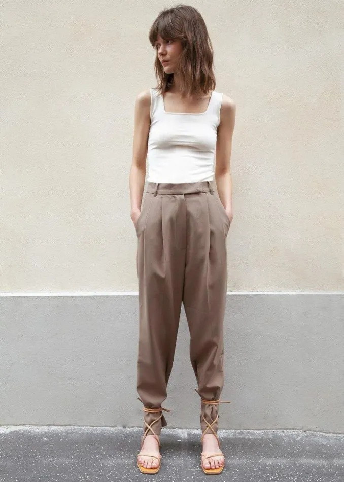 The Frankie Shop Bea Suit Pants 8211 Latte Shop Bottoms