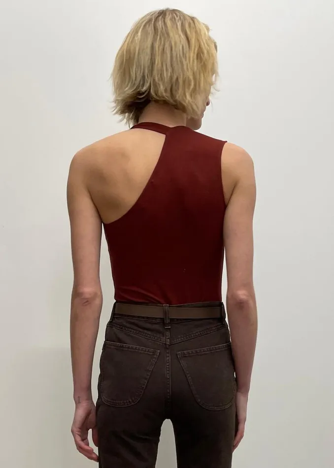 The Frankie Shop Beaufille Triple Strap Bodysuit 8211 Burgundy Shop Tops