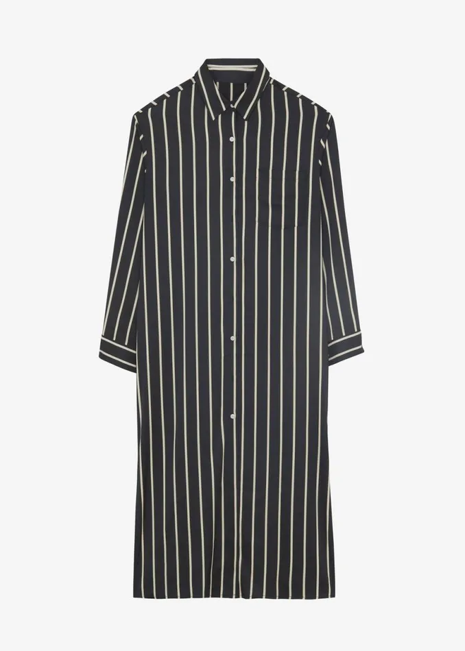 The Frankie Shop Cala Satin Shirt Dress 8211 Beige Stripe Shop Dresses