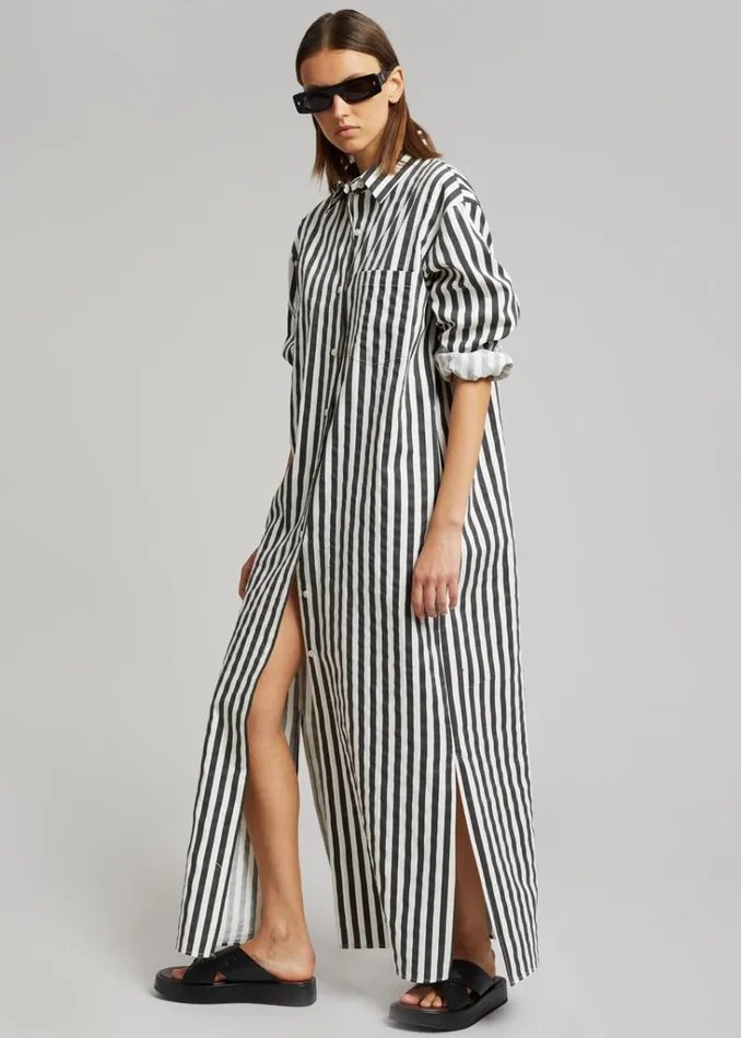 The Frankie Shop Cala Shirt Dress 8211 Black Stripe Shop Dresses