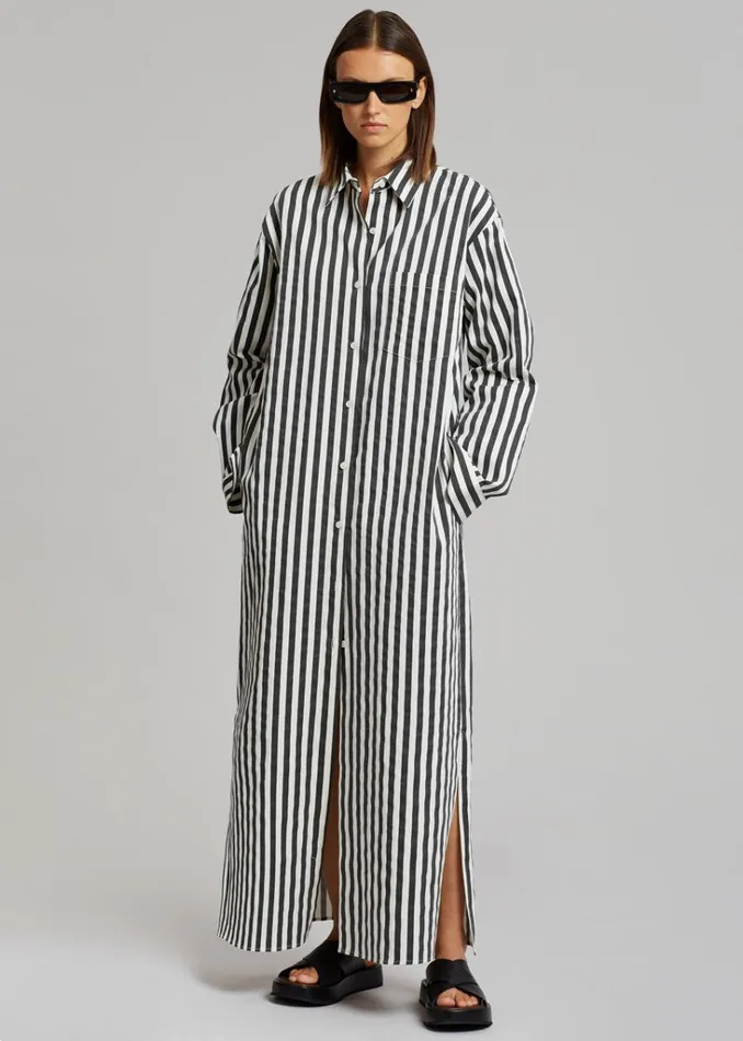 The Frankie Shop Cala Shirt Dress 8211 Black Stripe Shop Dresses