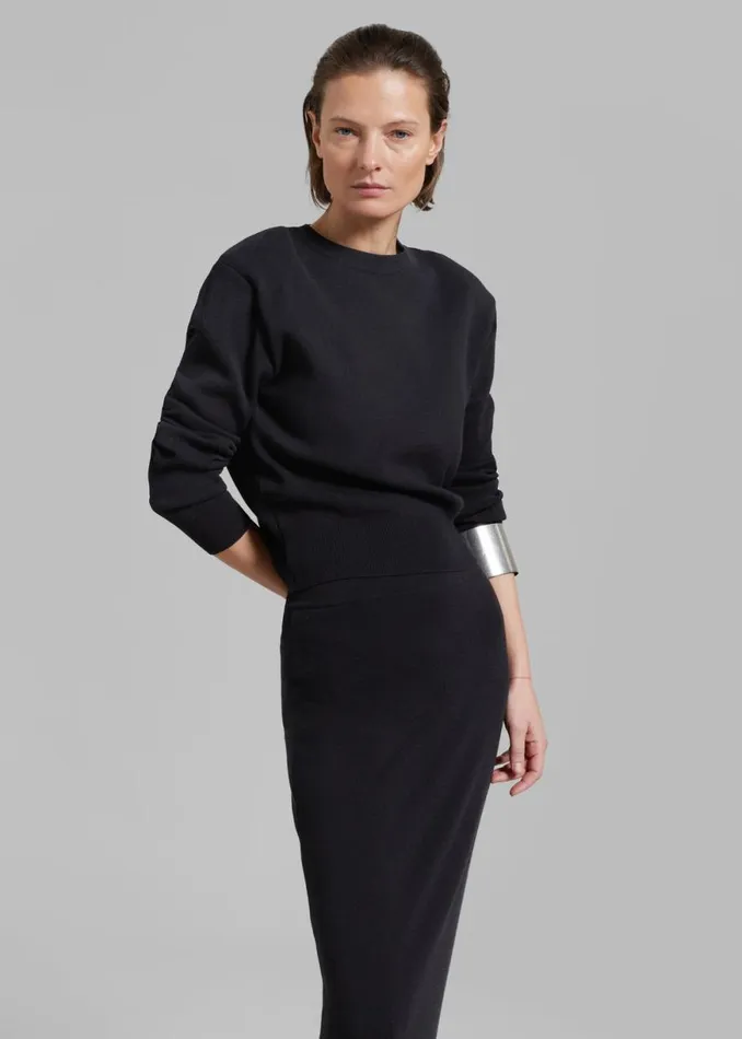 The Frankie Shop Clover Padded Knit Top 8211 Black Shop Knitwear