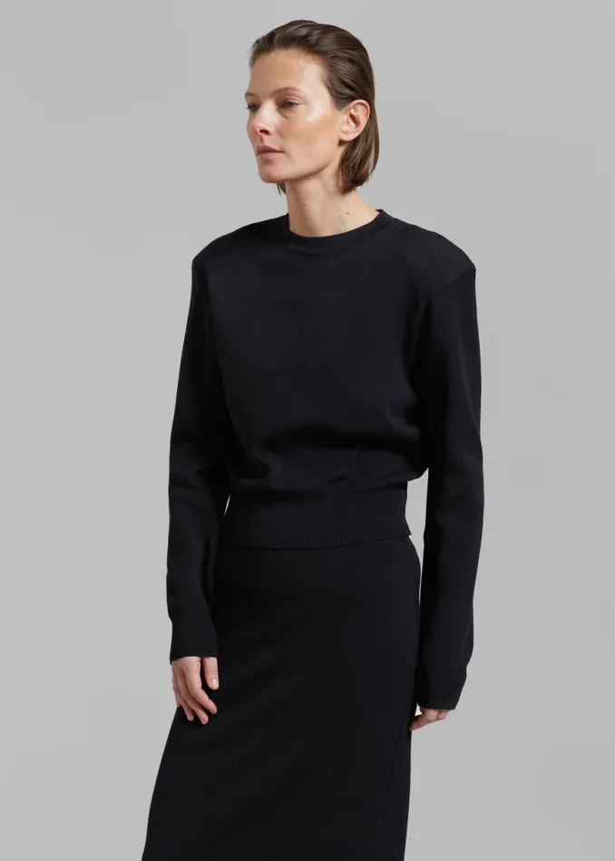 The Frankie Shop Clover Padded Knit Top 8211 Black Shop Knitwear
