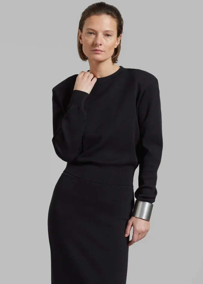 The Frankie Shop Clover Padded Knit Top 8211 Black Shop Knitwear