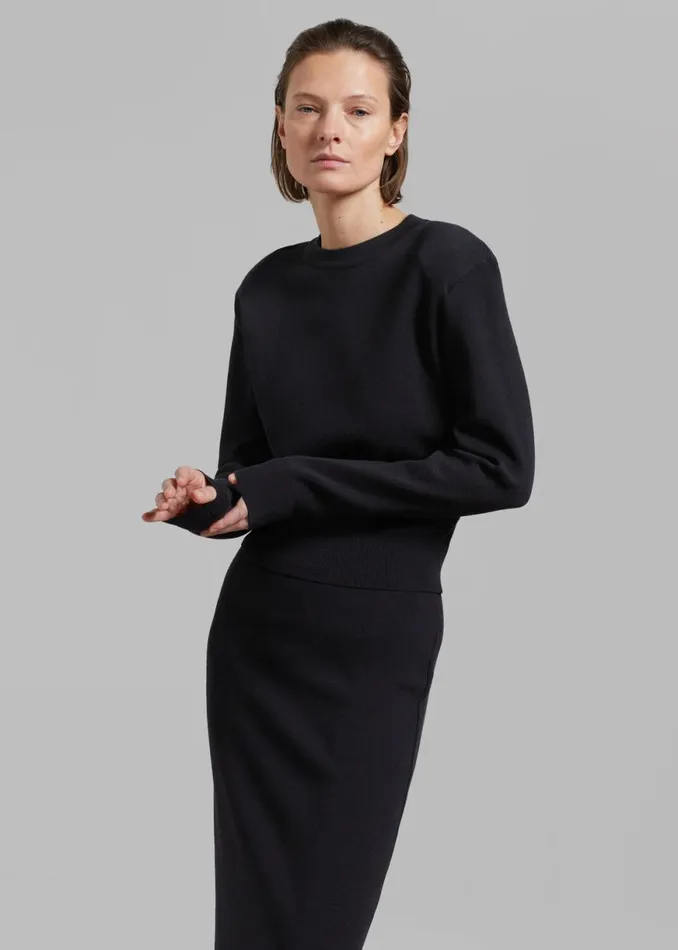 The Frankie Shop Clover Padded Knit Top 8211 Black Shop Knitwear