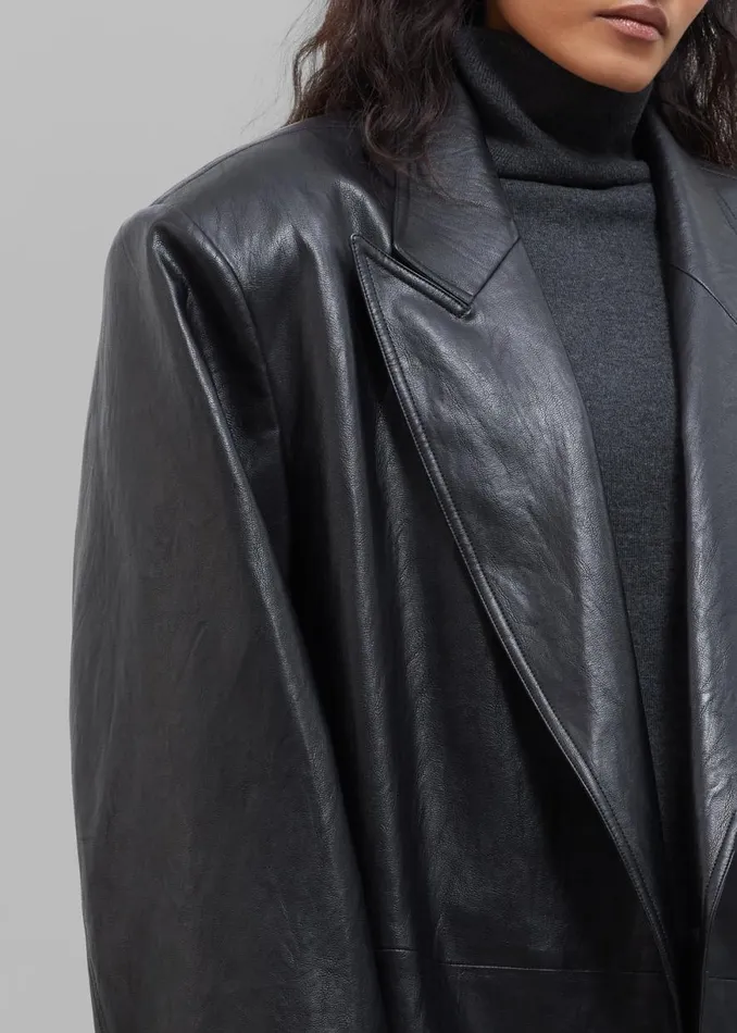 The Frankie Shop Connie Faux Leather Belted Trench Coat 8211 Black Shop Outerwear