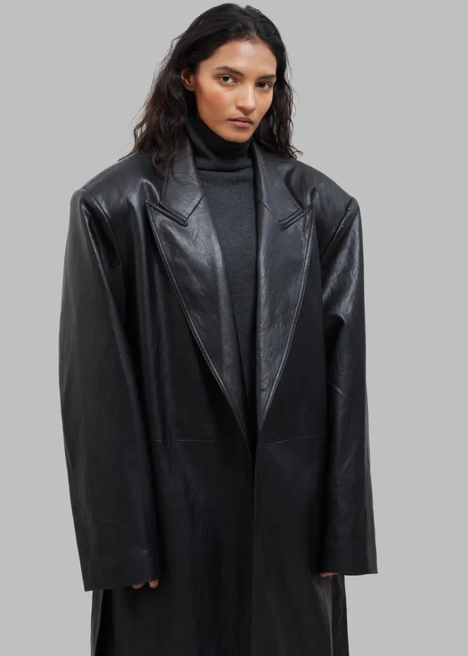 The Frankie Shop Connie Faux Leather Belted Trench Coat 8211 Black Shop Outerwear