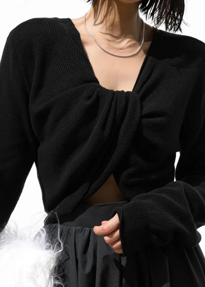 The Frankie Shop Darcey Twisted Knit Top 8211 Black Shop Knitwear