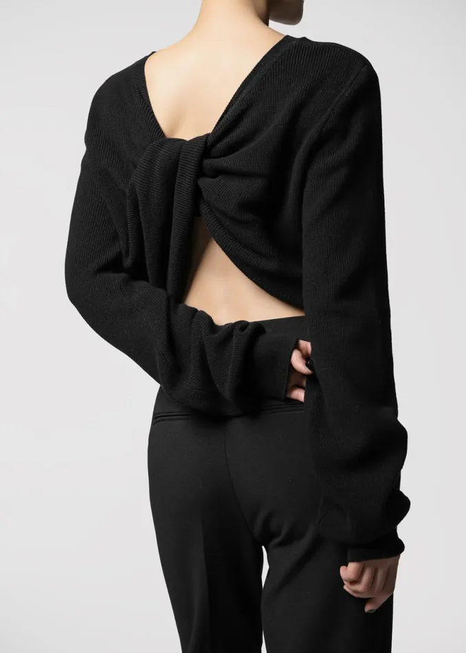 The Frankie Shop Darcey Twisted Knit Top 8211 Black Shop Knitwear