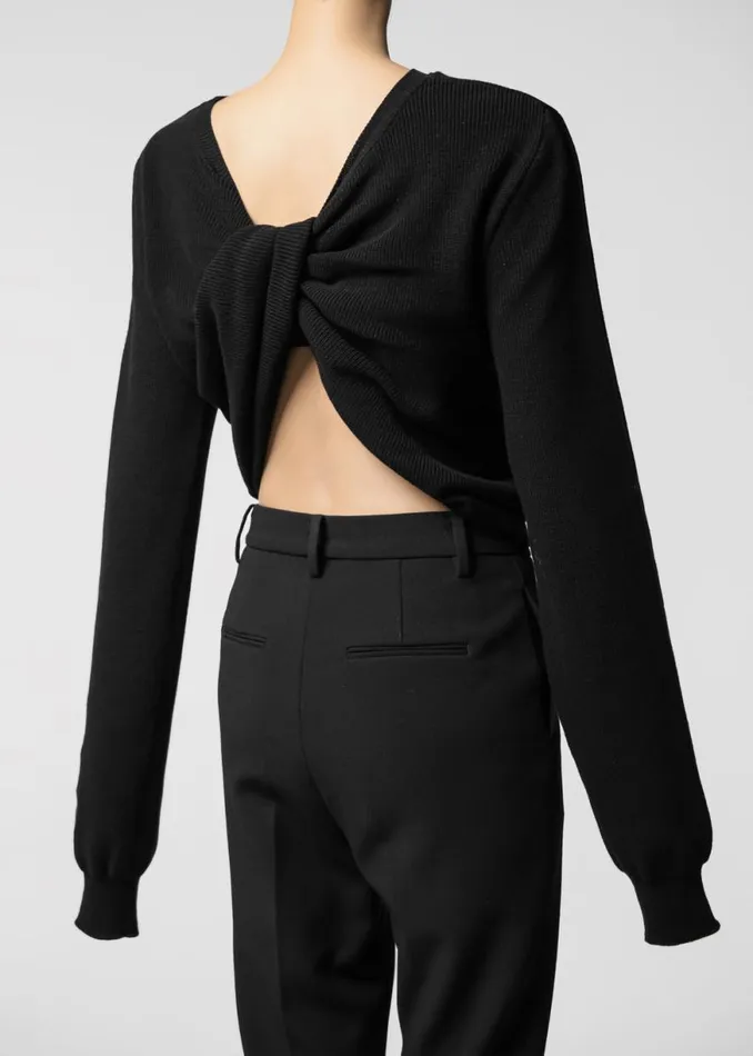 The Frankie Shop Darcey Twisted Knit Top 8211 Black Shop Knitwear
