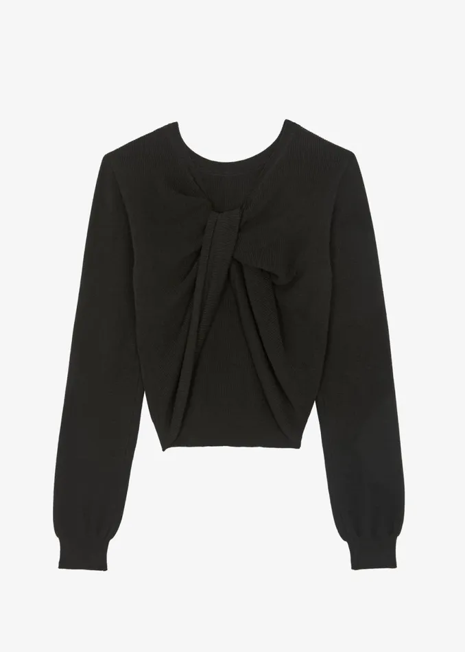 The Frankie Shop Darcey Twisted Knit Top 8211 Black Shop Knitwear