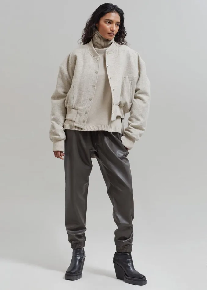 The Frankie Shop Debbie Wool Bomber 8211 Taupe Melange Shop Outerwear