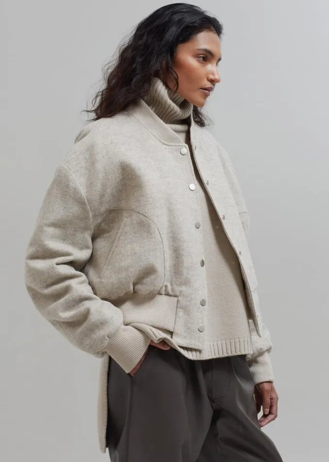 The Frankie Shop Debbie Wool Bomber 8211 Taupe Melange Shop Outerwear