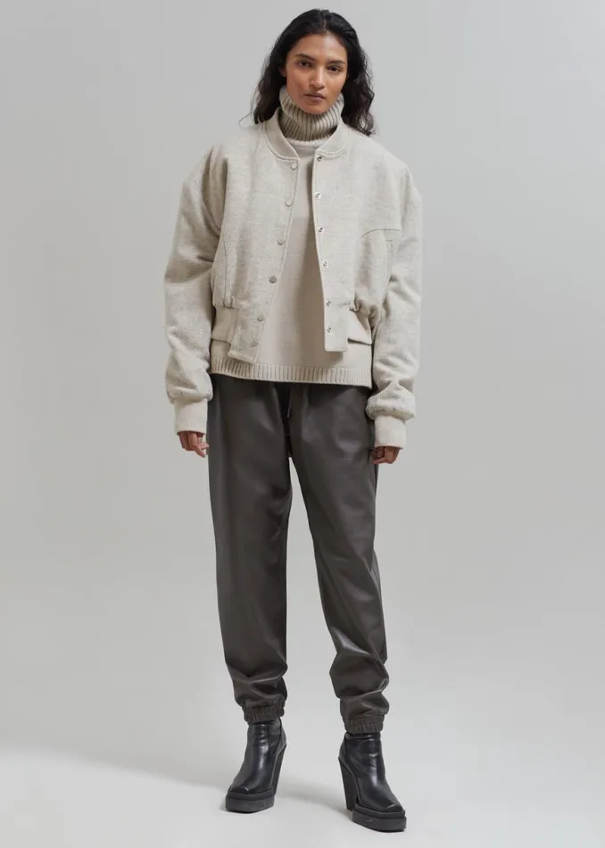 The Frankie Shop Debbie Wool Bomber 8211 Taupe Melange Shop Outerwear