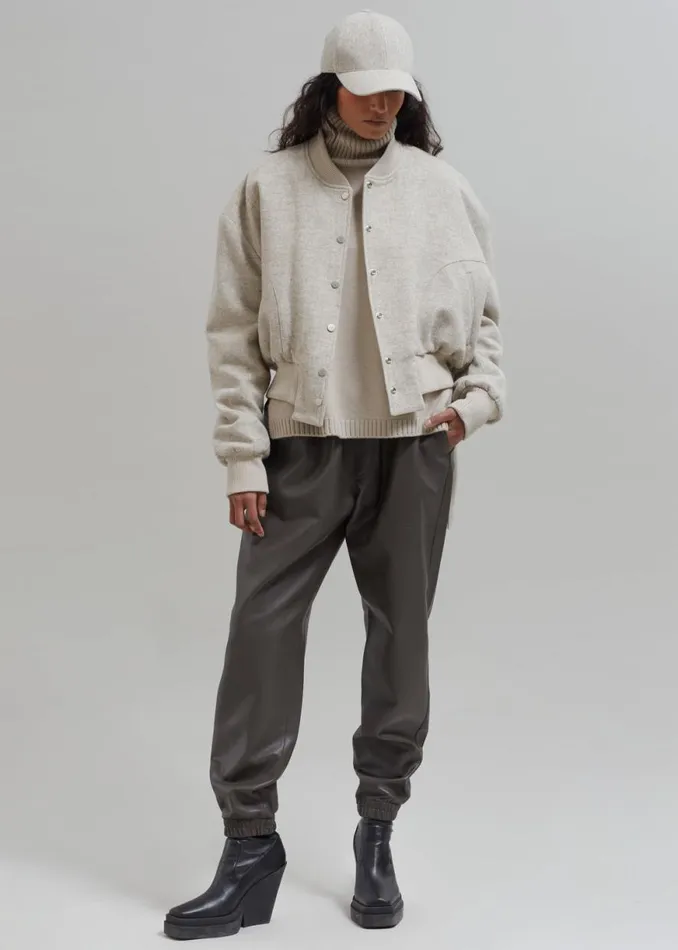 The Frankie Shop Debbie Wool Bomber 8211 Taupe Melange Shop Outerwear