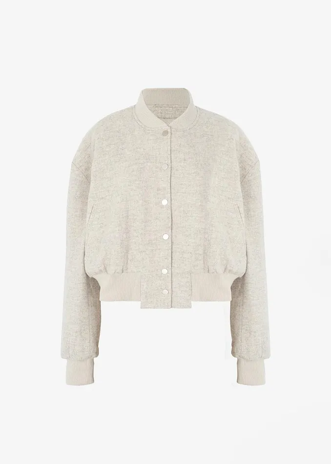 The Frankie Shop Debbie Wool Bomber 8211 Taupe Melange Shop Outerwear