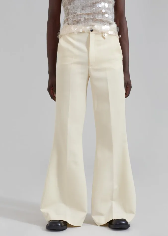 The Frankie Shop EGONLab Mega Flared Pants 8211 Light Beige Wool Shop Clothing