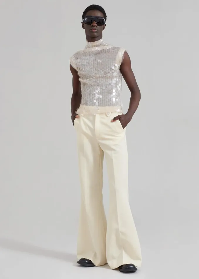 The Frankie Shop EGONLab Mega Flared Pants 8211 Light Beige Wool Shop Clothing