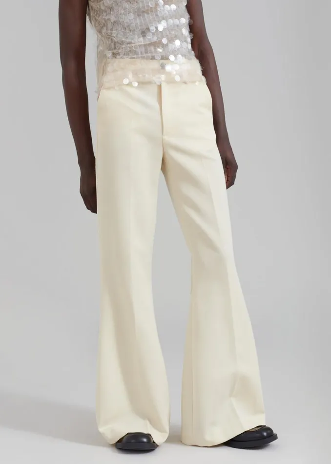 The Frankie Shop EGONLab Mega Flared Pants 8211 Light Beige Wool Shop Clothing
