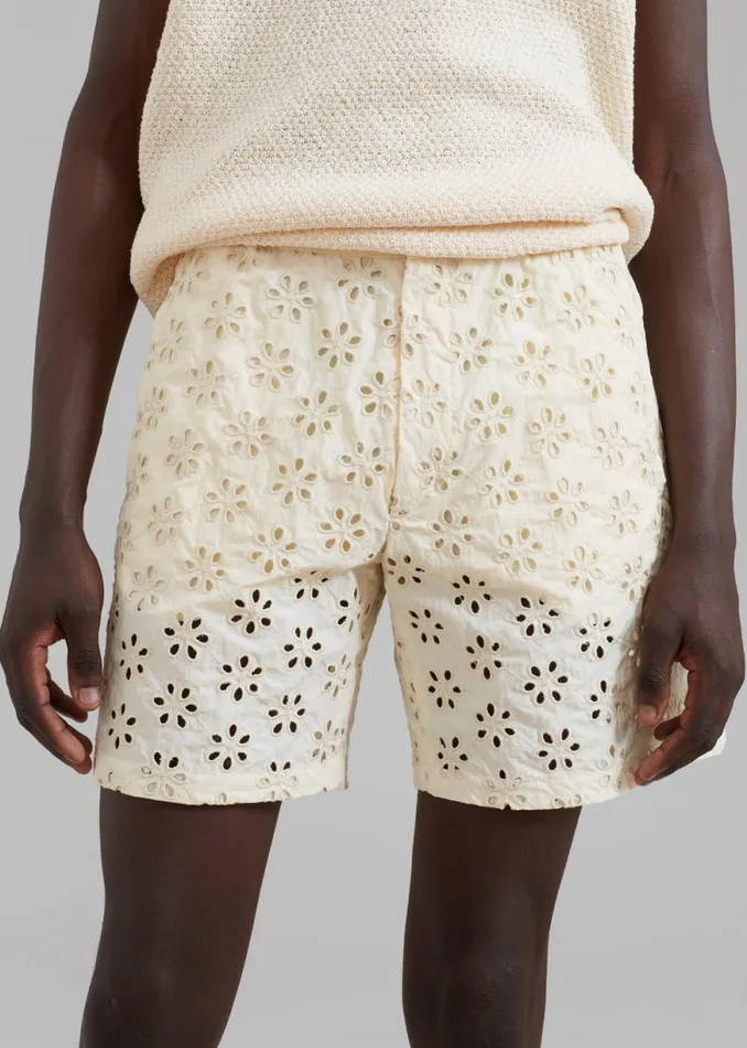 The Frankie Shop EGONLab Wonderland Slited Elastic Shorts 8211 Flower Embroidery Shop Clothing