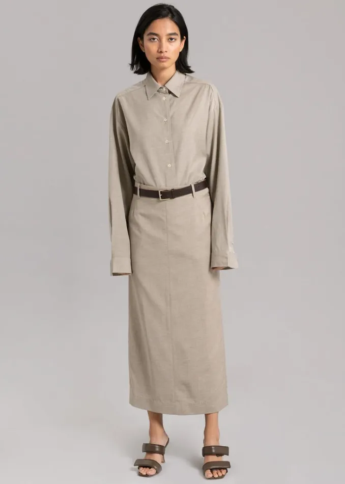 The Frankie Shop Eli Pencil Skirt 8211 Taupe Melange Shop Bottoms