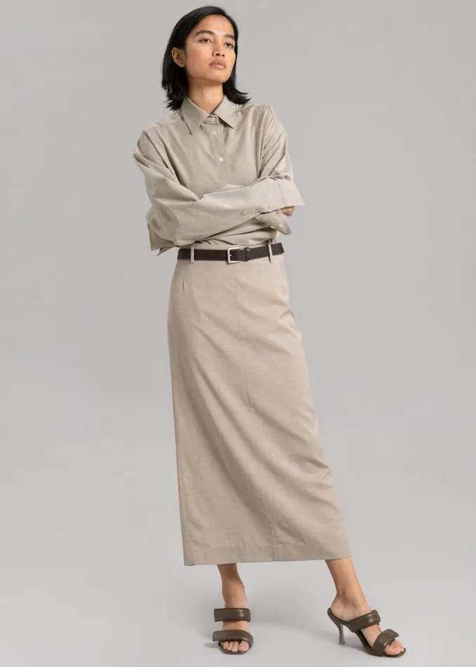 The Frankie Shop Eli Pencil Skirt 8211 Taupe Melange Shop Bottoms