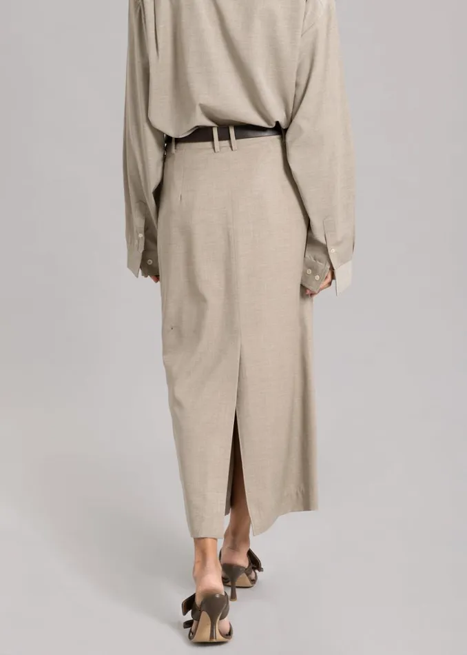 The Frankie Shop Eli Pencil Skirt 8211 Taupe Melange Shop Bottoms