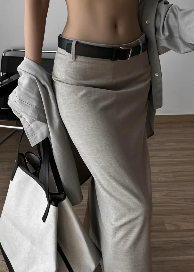 The Frankie Shop Eli Pencil Skirt 8211 Taupe Melange Shop Bottoms