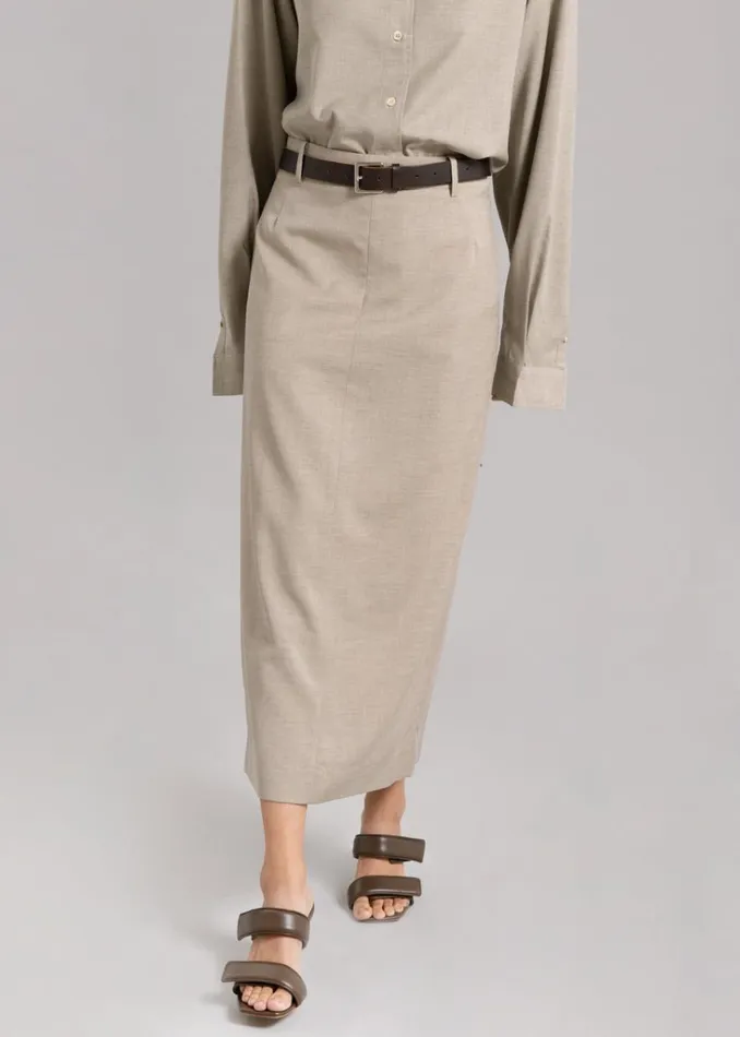 The Frankie Shop Eli Pencil Skirt 8211 Taupe Melange Shop Bottoms