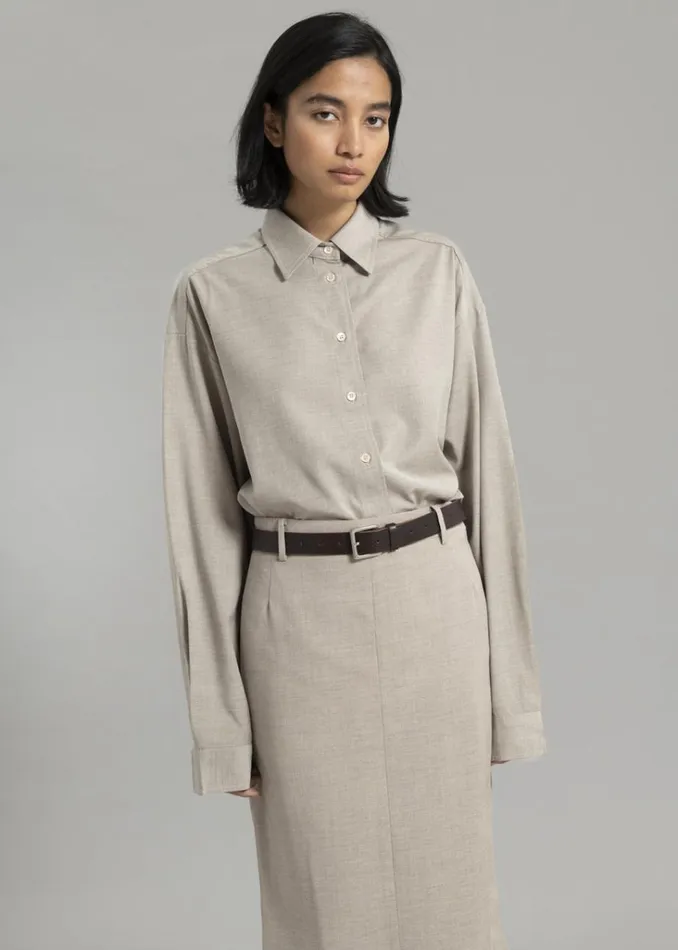 The Frankie Shop Eli Pencil Skirt 8211 Taupe Melange Shop Bottoms