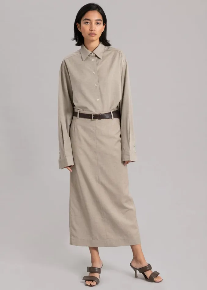 The Frankie Shop Eli Pencil Skirt 8211 Taupe Melange Shop Bottoms