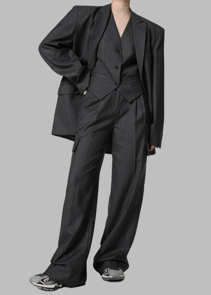 The Frankie Shop Elise Cargo Trousers 8211 GreyWhite Pinstripe Shop Clothing