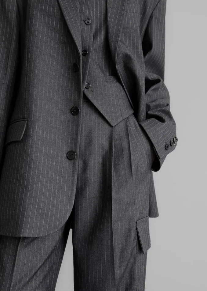The Frankie Shop Elise Cargo Trousers 8211 GreyWhite Pinstripe Shop Clothing