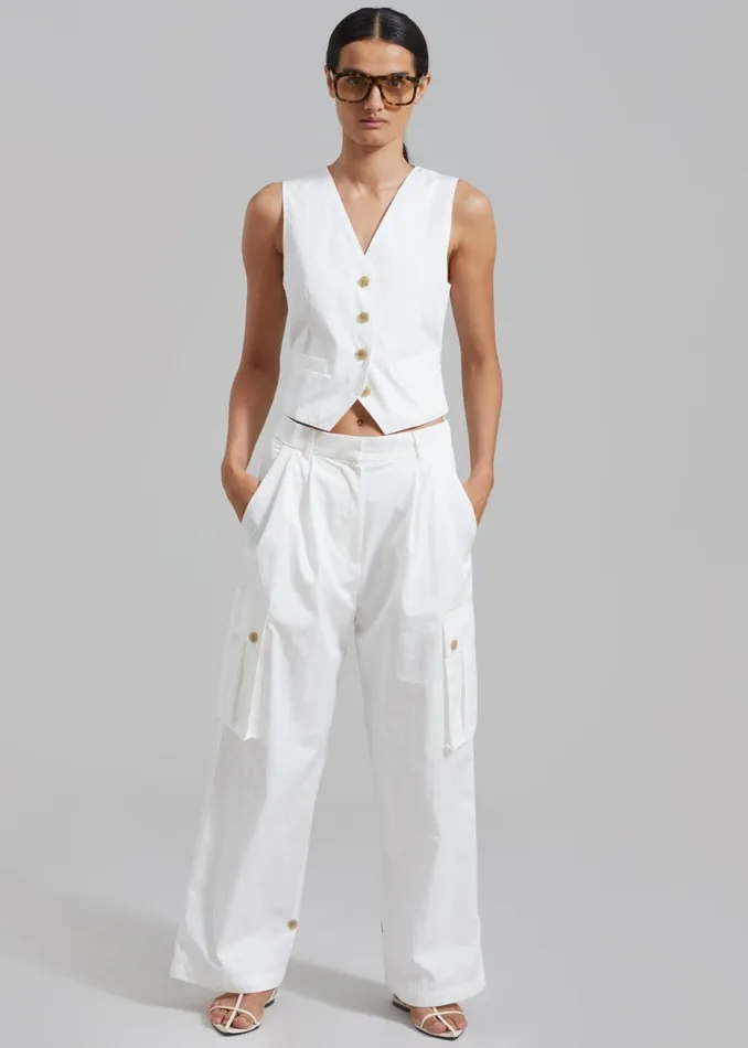 The Frankie Shop Emily Cargo Pants 8211 White Shop Clothing