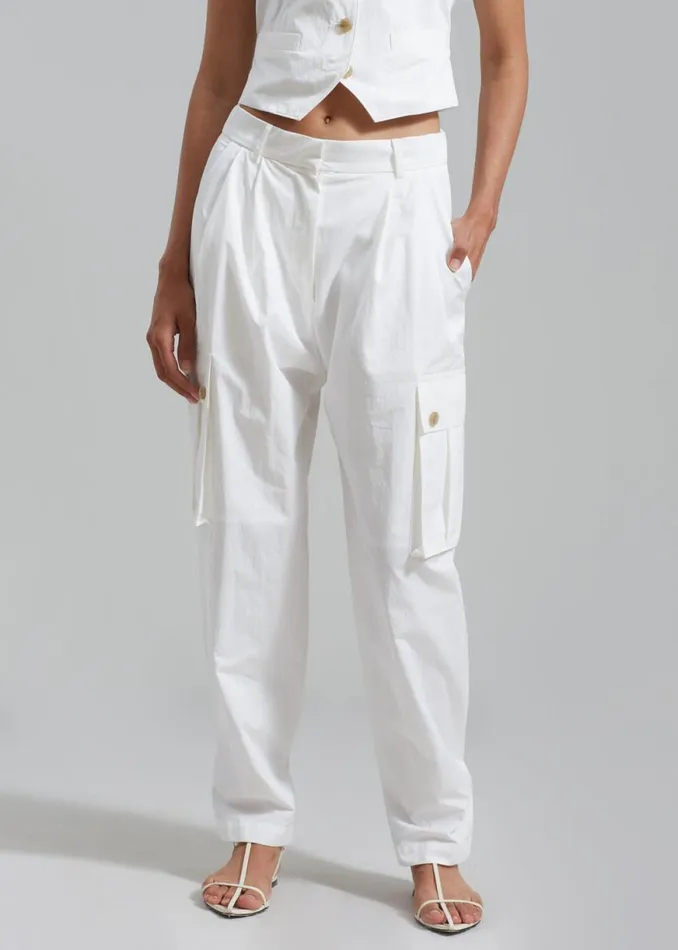 The Frankie Shop Emily Cargo Pants 8211 White Shop Clothing