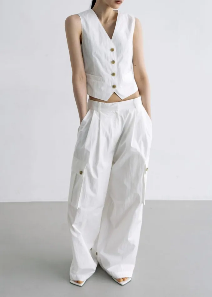 The Frankie Shop Emily Cargo Pants 8211 White Shop Clothing