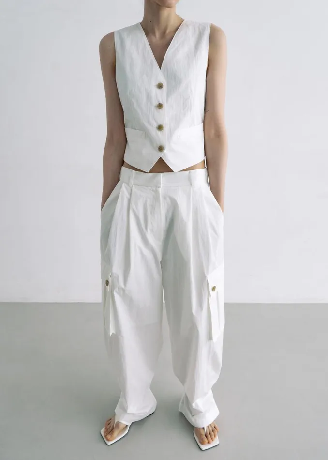 The Frankie Shop Emily Cargo Pants 8211 White Shop Clothing