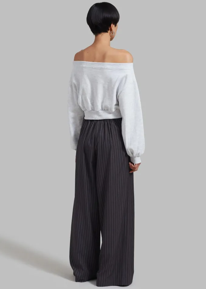 The Frankie Shop Gine Cropped Sweatshirt 8211 Grey Melange Shop Tops