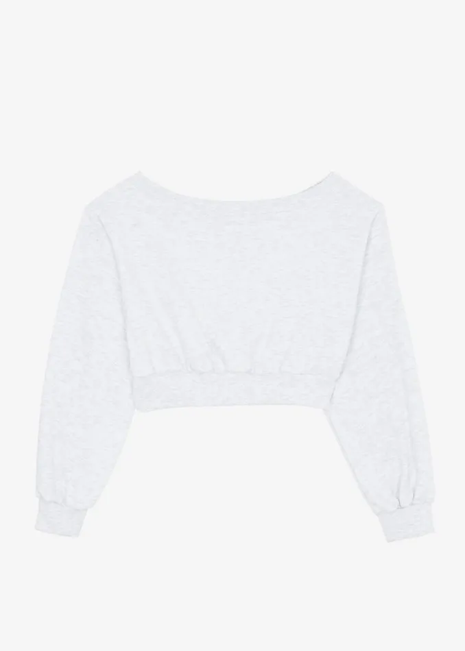 The Frankie Shop Gine Cropped Sweatshirt 8211 Grey Melange Shop Tops