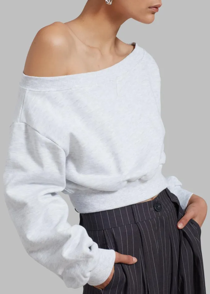 The Frankie Shop Gine Cropped Sweatshirt 8211 Grey Melange Shop Tops